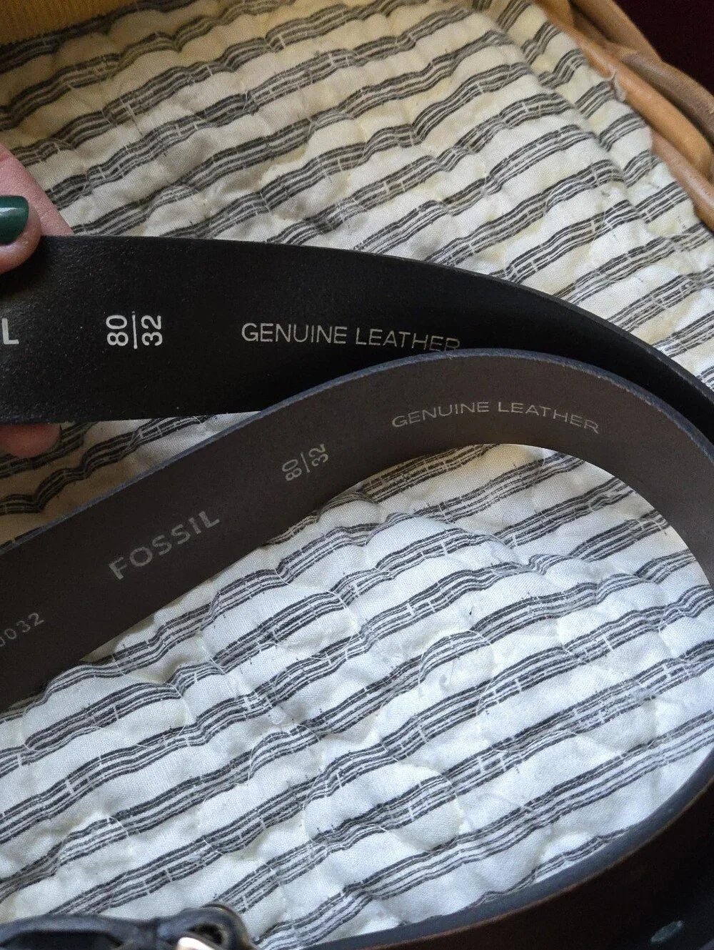 Fossil Men's Leather Belts - Black and Brown, SIZE 32